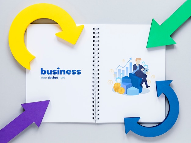 PSD frecce curve e quaderno aziendale