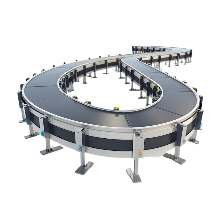 PSD curved conveyor belt system
