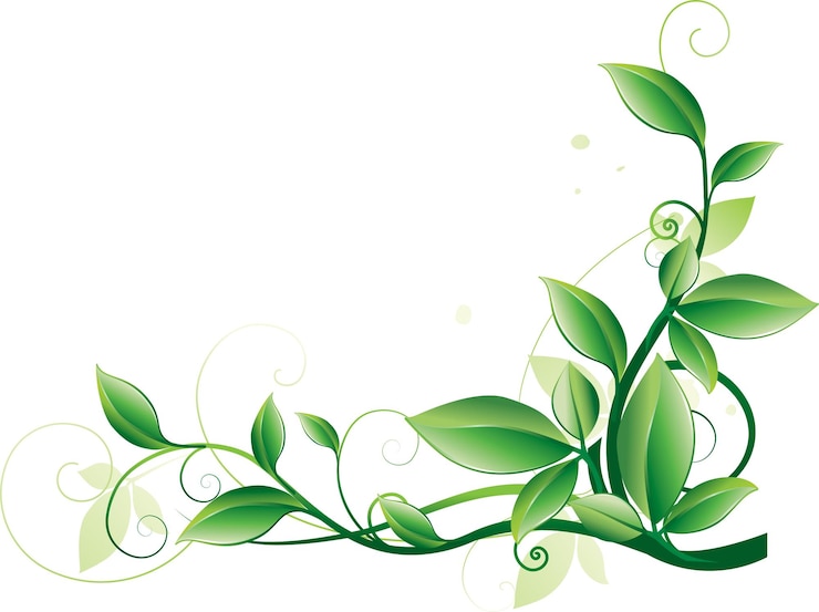 PSD curved corner green stem illustration