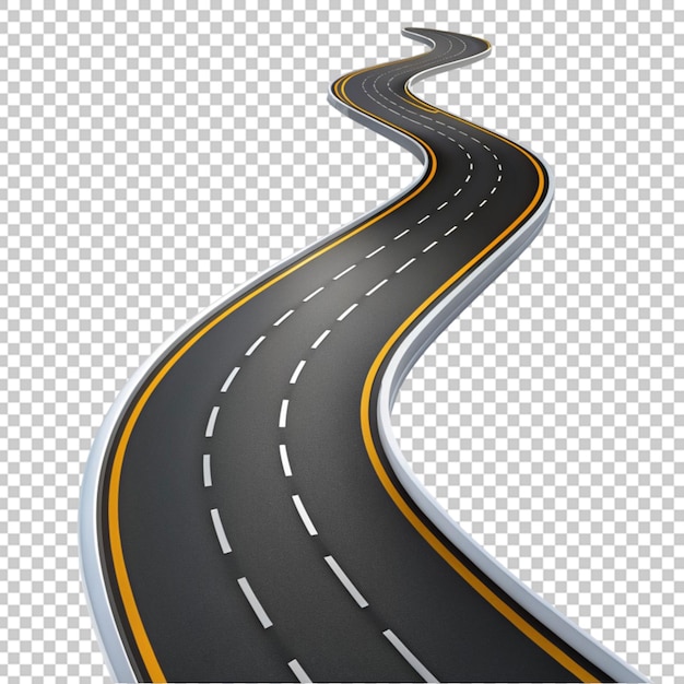 Curved road with white markings