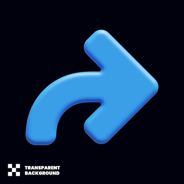 Curved Turn Arrow In Minimalist 3D Render