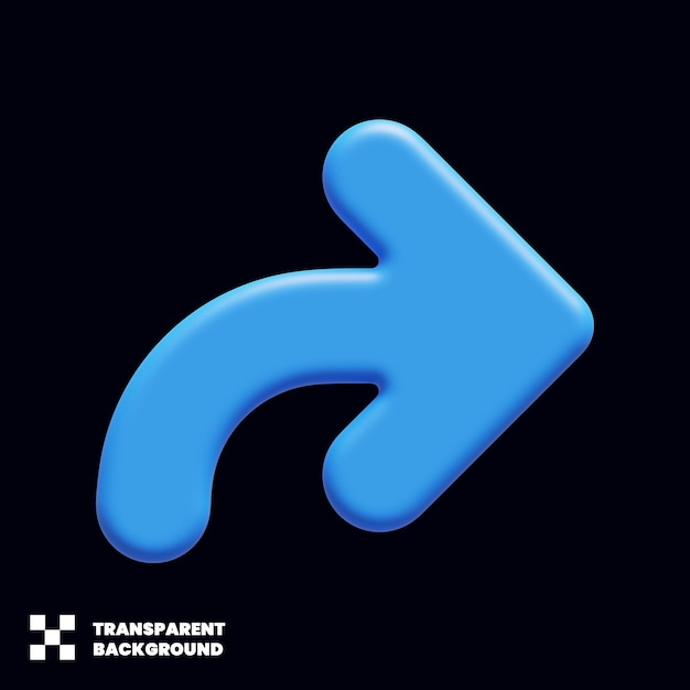 Curved Turn Arrow In Minimalist 3d Render