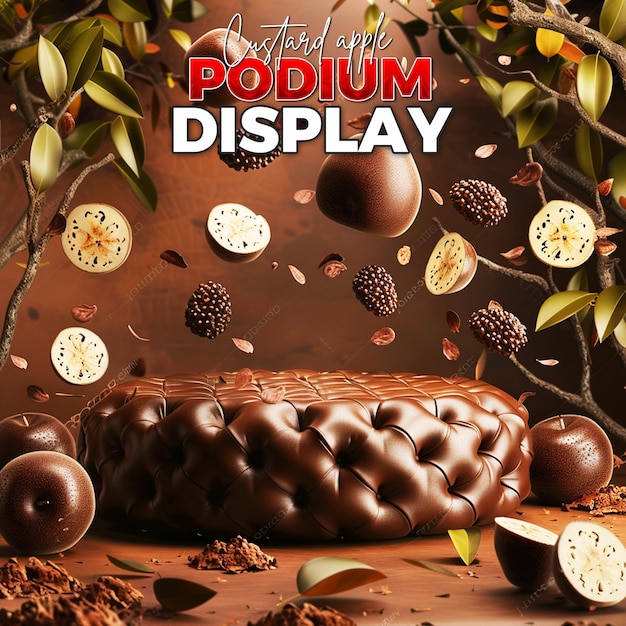 PSD custard apple product display voor promotionele social media post sjabloon achtergrond