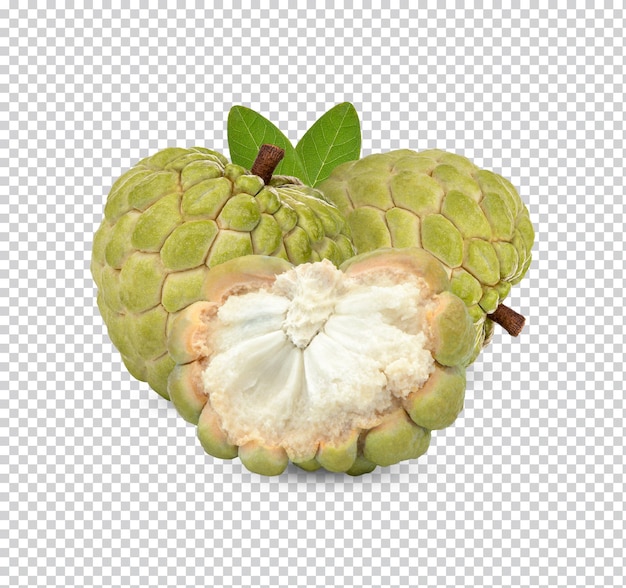 PSD custard apple with leaves isolated premium psd