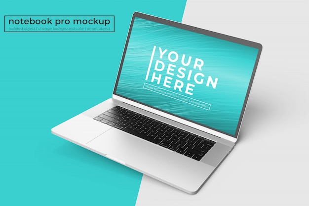 Custom Realistic 15 Inch Laptop  Mockup Design  In Right Angled Position In Right View