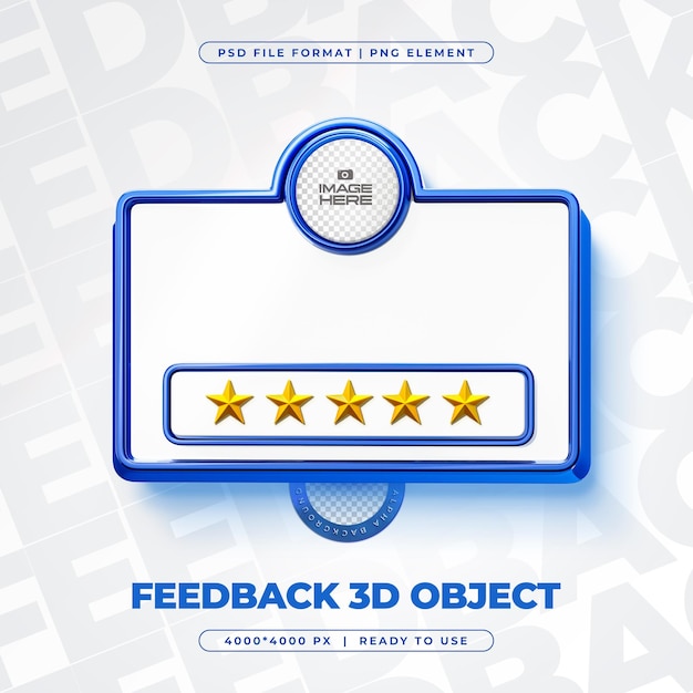 PSD customer feedback review isolated social media 3d render