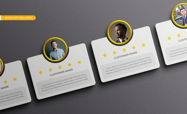 PSD revisione del feedback dei clienti o mockup di testimonianze