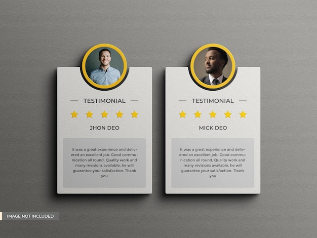 PSD revisione del feedback dei clienti o mockup di testimonianze