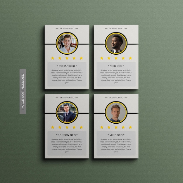 PSD customer feedback review or testimonial mockup