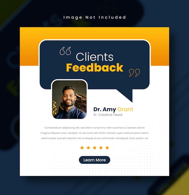 customer feedback review or testimonial social media post template