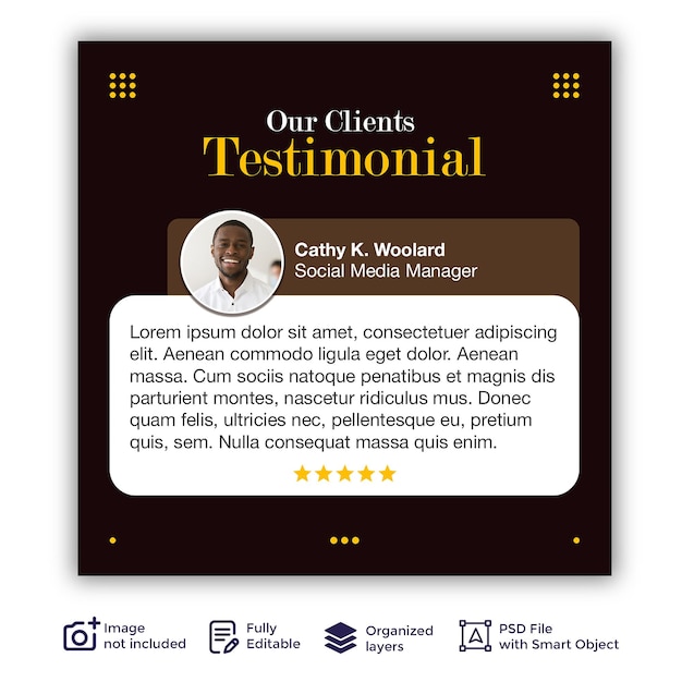 Customer feedback review or testimonial social media post