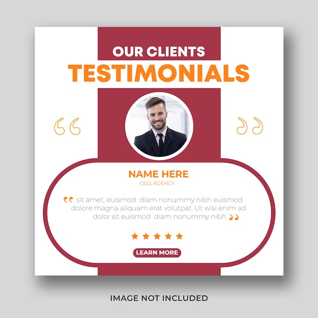 PSD customer feedback testimonial creative instagram post and social media banner design or square flyer