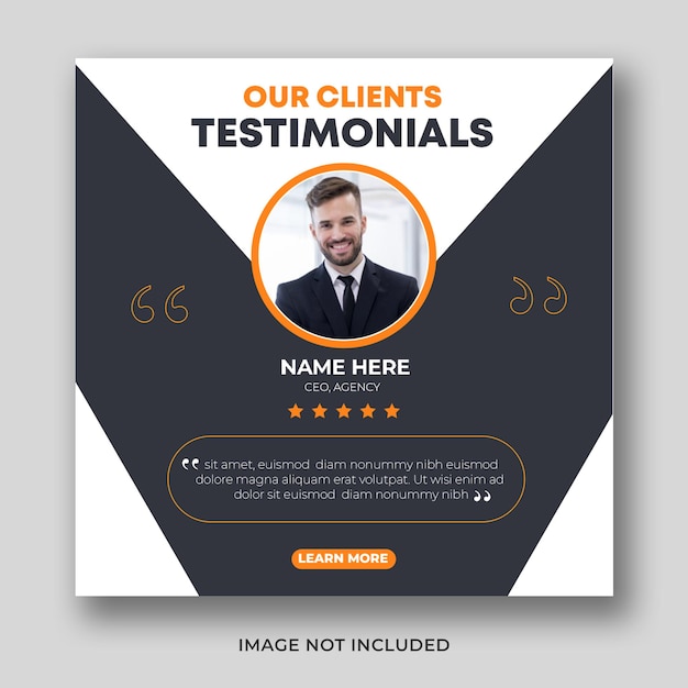 Feedback dei clienti testimonial creativo instagram post e design di banner per social media o volantino quadrato