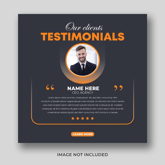 PSD feedback dei clienti testimonial creativo instagram post e design di banner per social media o volantino quadrato