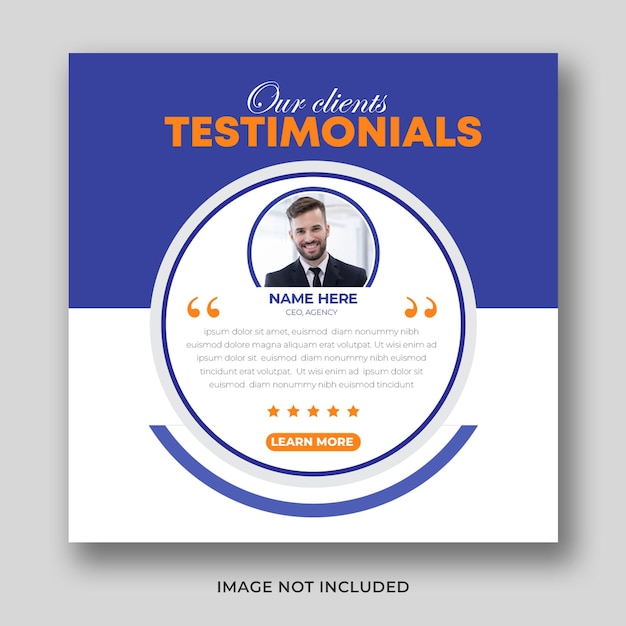 PSD customer feedback testimonial creative instagram post and social media banner design or square flyer