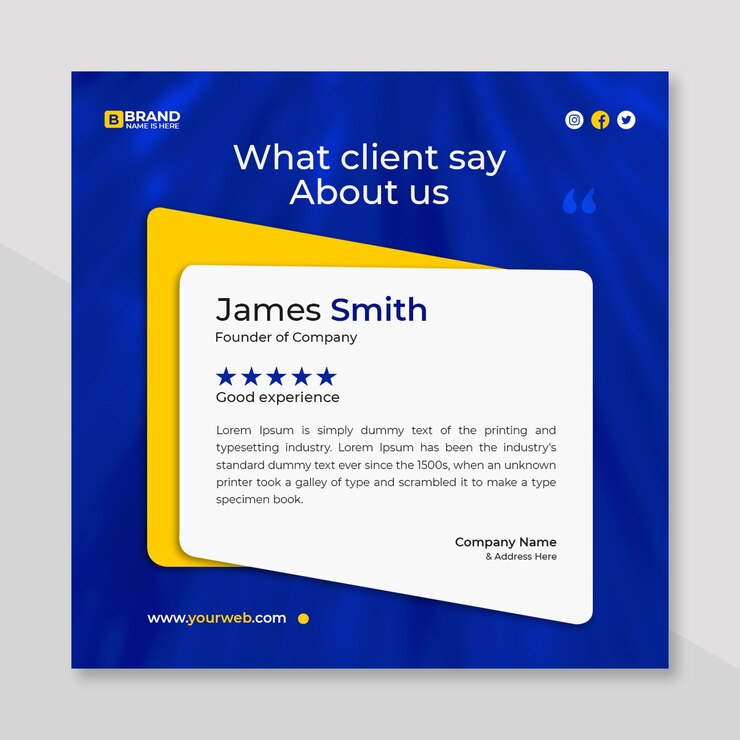 PSD customer feedback testimonial instagram post and social media banner design or square flyer