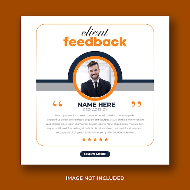 PSD testimonianza del feedback dei clienti instagram post e progettazione di banner per social media o volantino quadrato