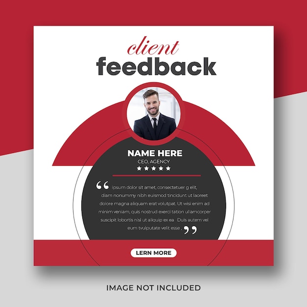 Customer feedback testimonial instagram post and social media post banner design template