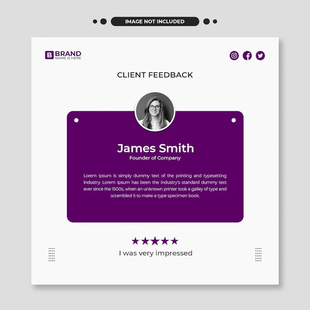 Customer feedback testimonial social media post or instagram post banner template