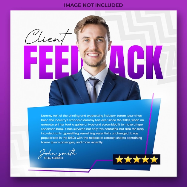 PSD customer feedback testimonial social media post and instagram post banner or web banner template