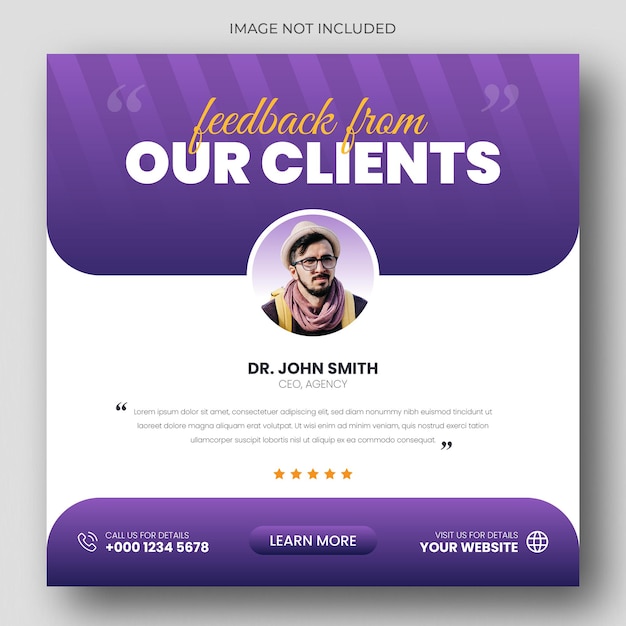 Customer feedback testimonial social media post web banner template