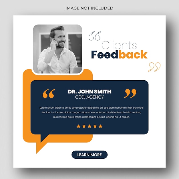 Customer feedback testimonial social media post web banner template