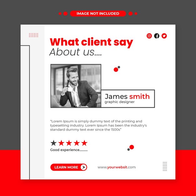 Customer feedback testimonial social media post web banner template