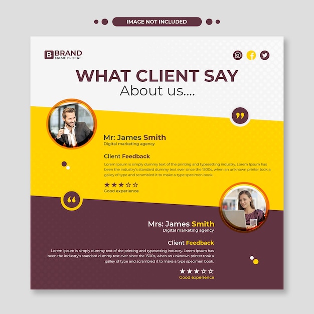 PSD customer feedback testimonial social media post web banner template