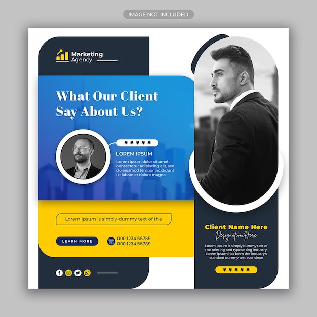 PSD customer feedback testimonial social media post web banner template