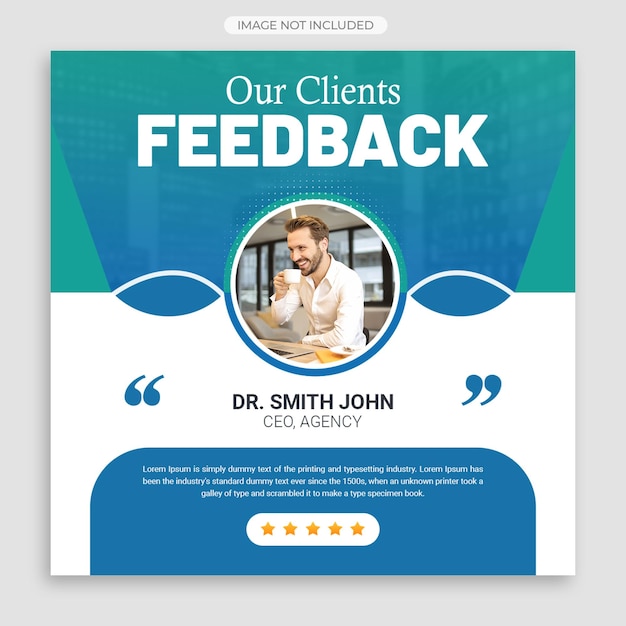 PSD customer feedback testimonial social media post web banner template