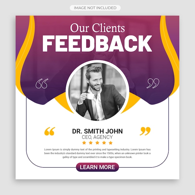 Customer feedback testimonial social media post web banner template