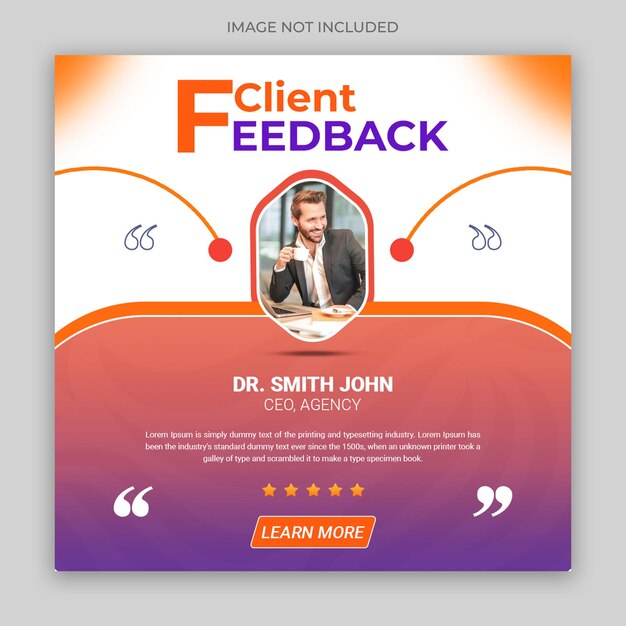 PSD customer feedback testimonial social media post web banner template