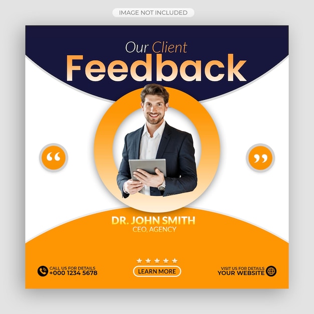 Customer feedback testimonial social media post web banner template