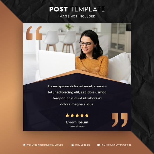 PSD customer feedback testimonial social media post web banner template