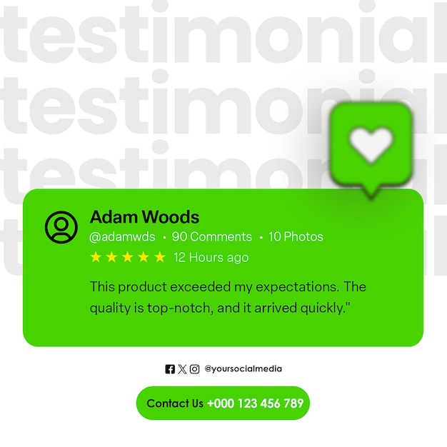 Customer Review Testimonials Design for Social Media and Instagram Post Template PSD