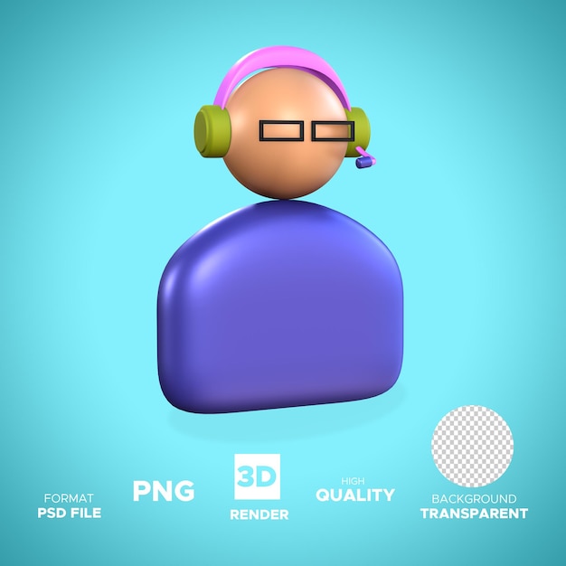 Customer Service icon for design illustration 3D render isolated object