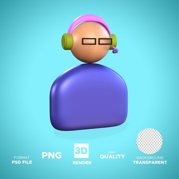 PSD customer service icon for design illustration 3d render isolated object