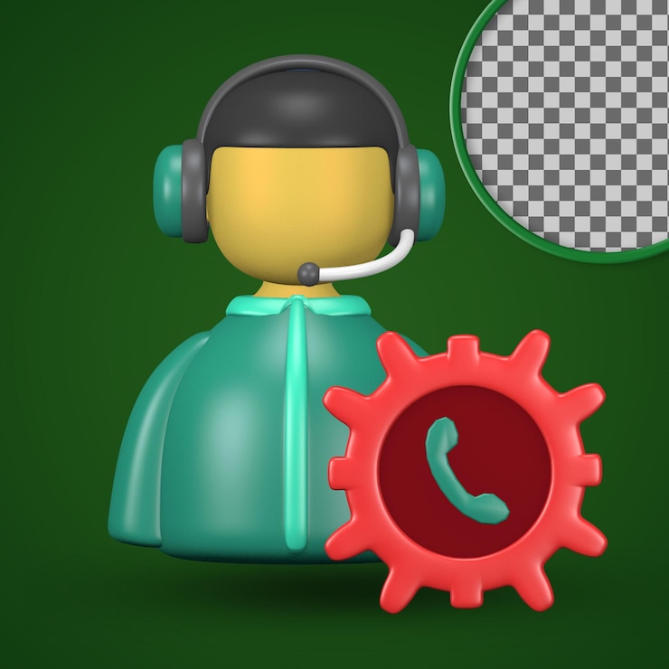 PSD customer support 3d cute shop customer icon for social media post