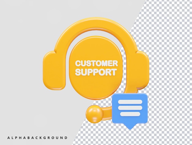 Customer support icon hotline 3d rendering illustration element