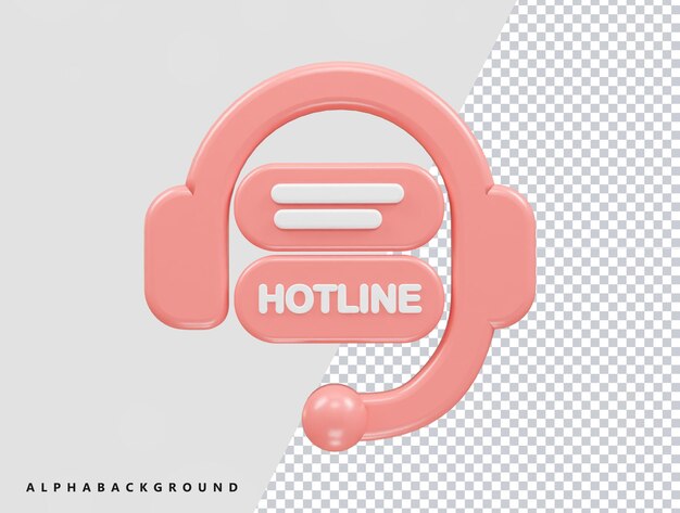 Customer support icon hotline 3d rendering illustration element