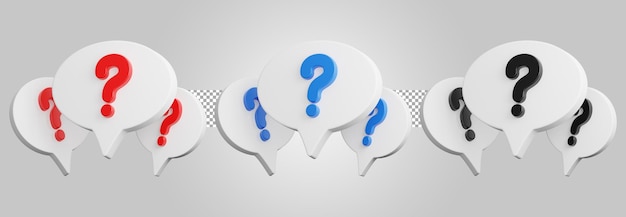 PSD customer support with question mark isolated on transparent background 3d render