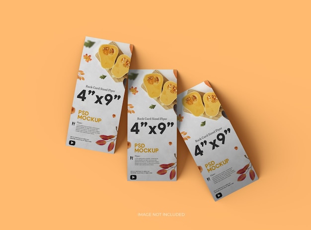 customizable 4x9 rack card sized flyers mockup to present your design 3d render
