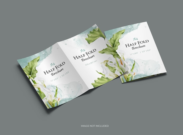 customizable a4 half sheet fold brochure mockup to present your design 3d render