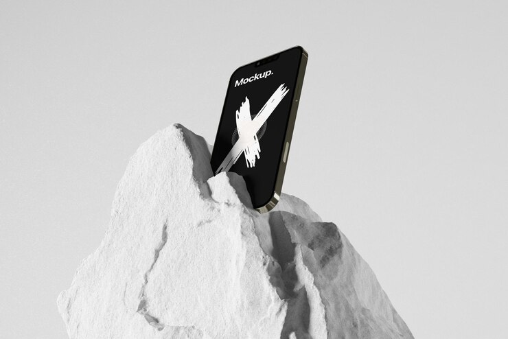Customizable background and object color Device mockup with minimal background and realistic scene