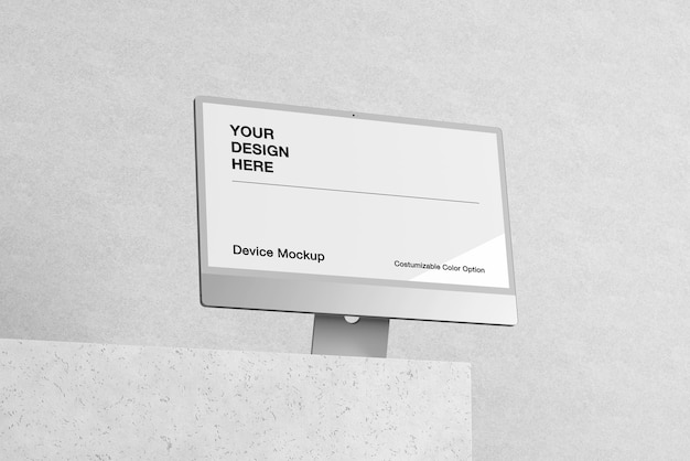 PSD mockup per computer personalizzabile su uno sfondo moderno minimalista