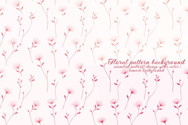 PSD customizable floral pattern on transparent background red and orange tones