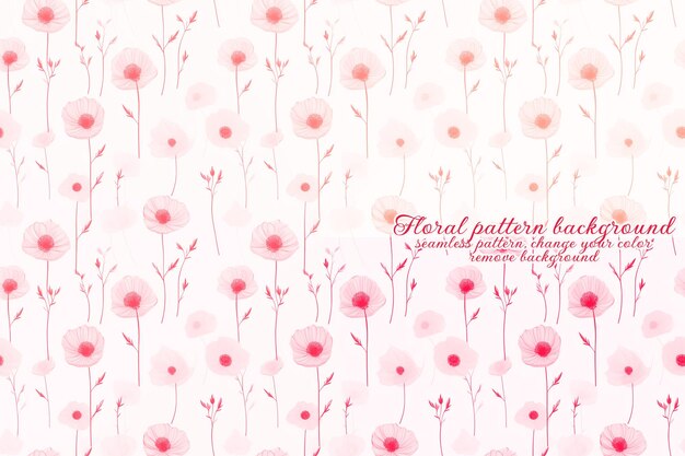 PSD customizable floral pattern on transparent background red and orange tones