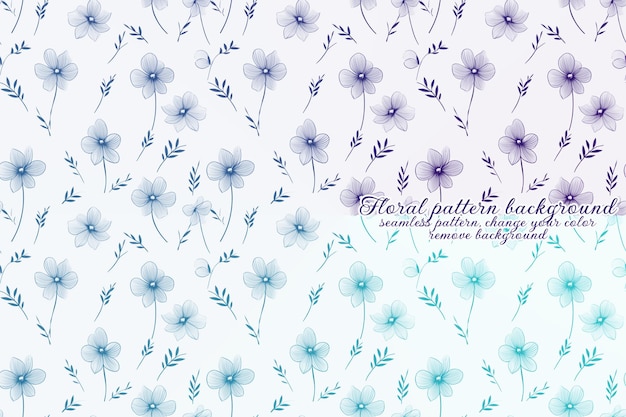 PSD 블루와 라벤더 톤으로 사용자 정의 가능한 꽃 패턴
