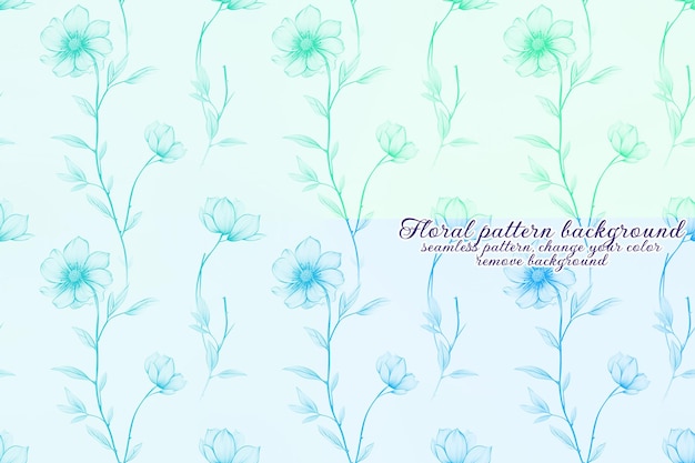 PSD customizable floral pattern with blue and lavender tones