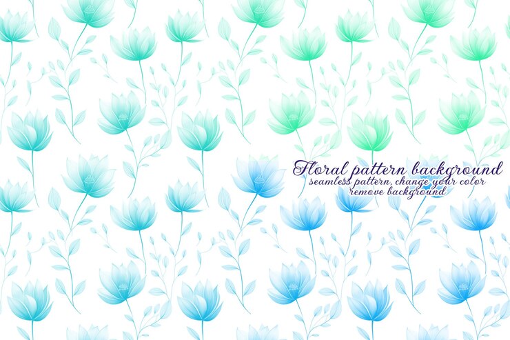 PSD customizable floral pattern with blue and lavender tones